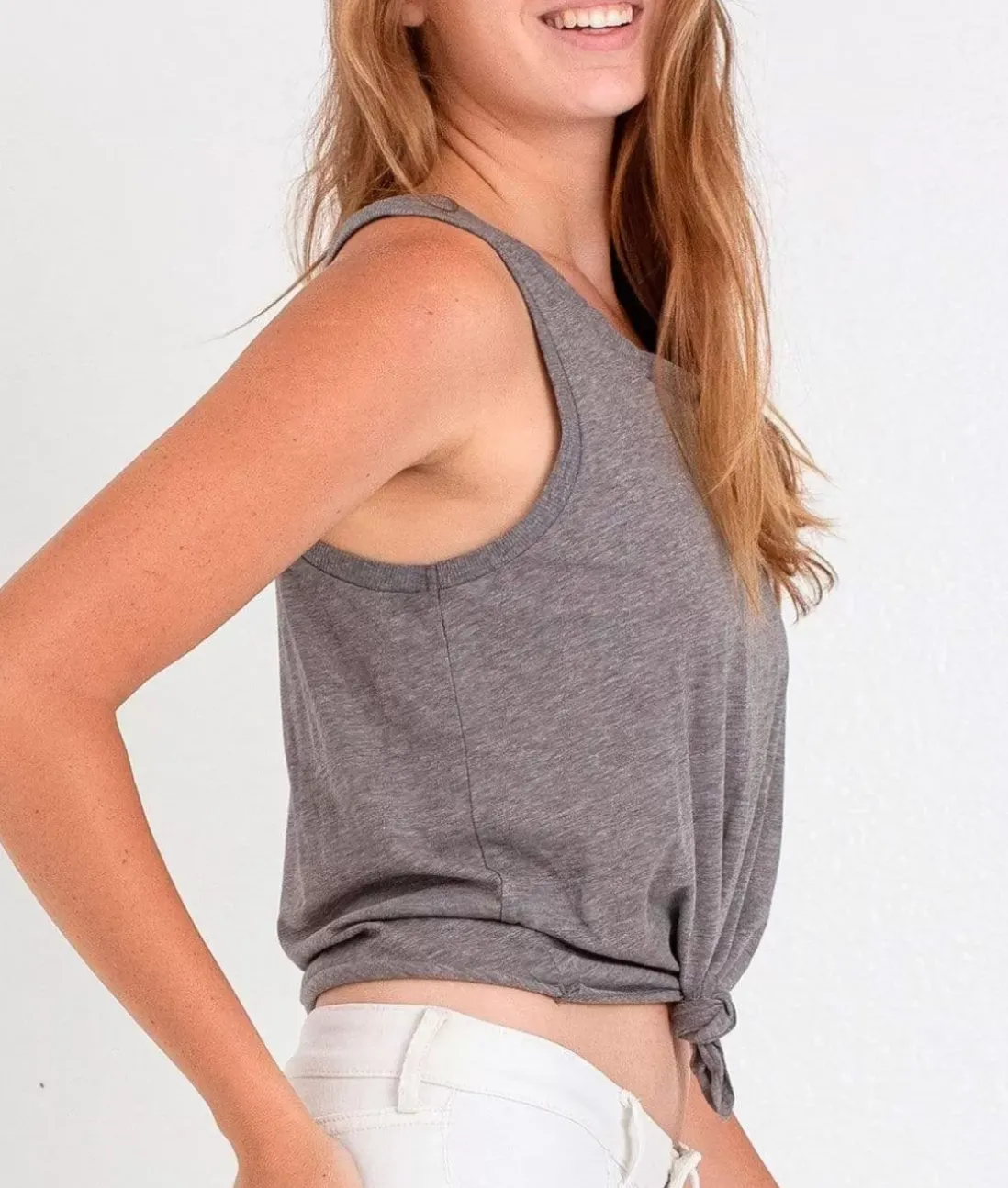 Women Nayked Apparel Athleisure>Ladies Ridiculously Soft Lightweight Knotted Tank
