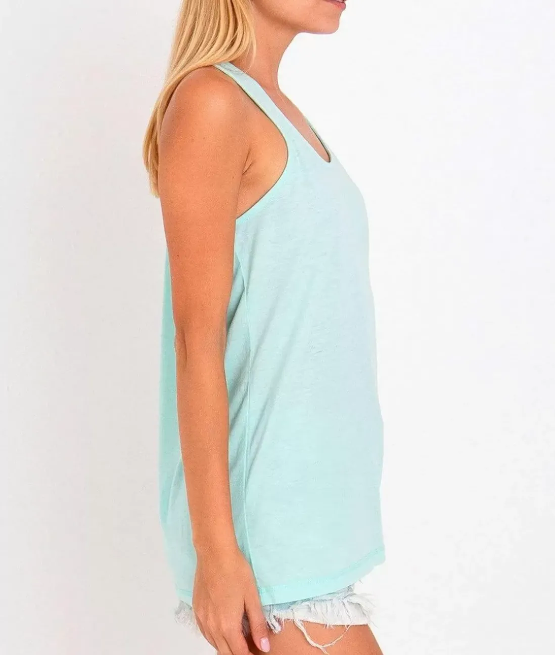 Women Nayked Apparel Tank Tops>Ladies Ridiculously Soft Knotted Racerback Tank