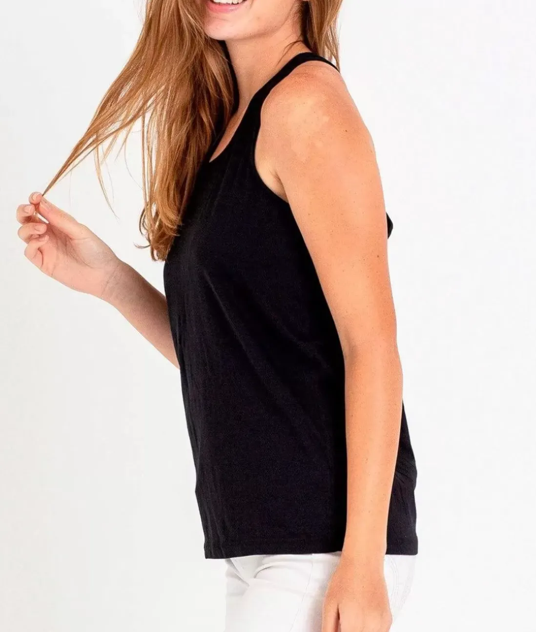 Women Nayked Apparel Tank Tops>Ladies Ridiculously Soft Knotted Racerback Tank