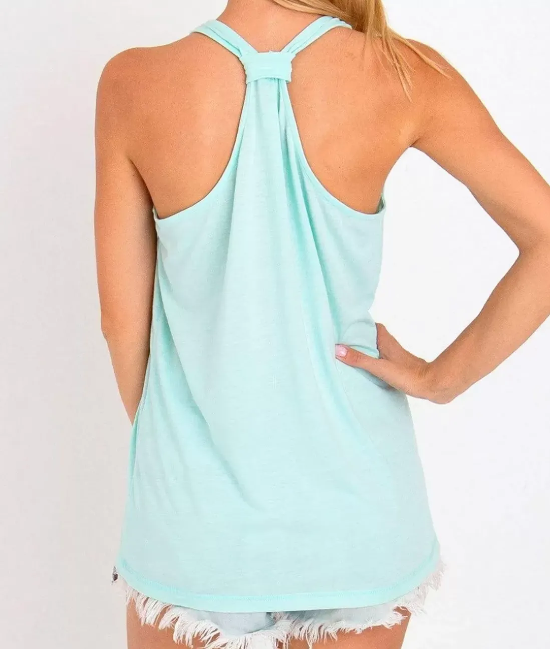 Women Nayked Apparel T-Shirts>Ladies Ridiculously Soft Knotted Racerback Tank
