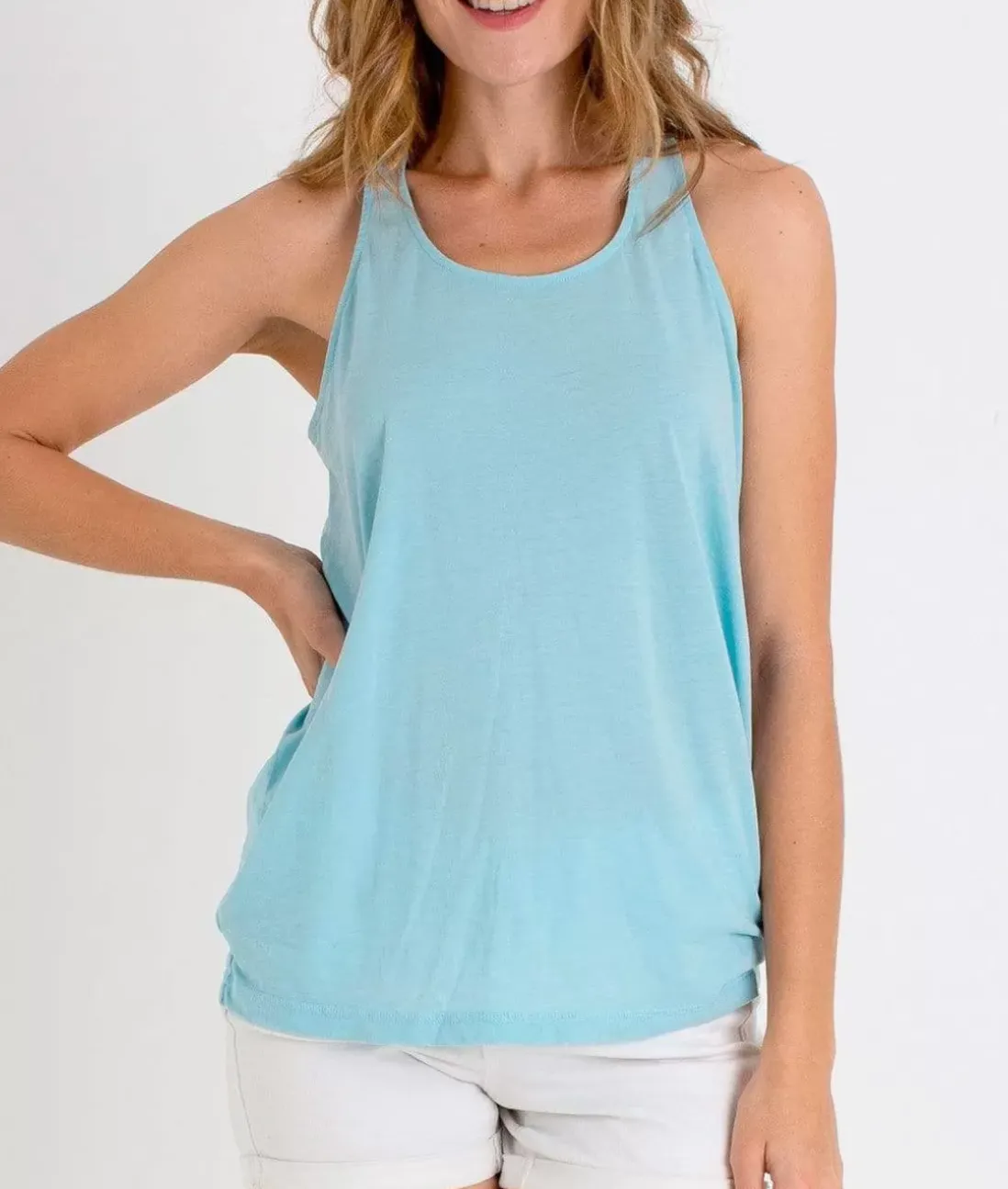 Women Nayked Apparel T-Shirts>Ladies Ridiculously Soft Knotted Racerback Tank
