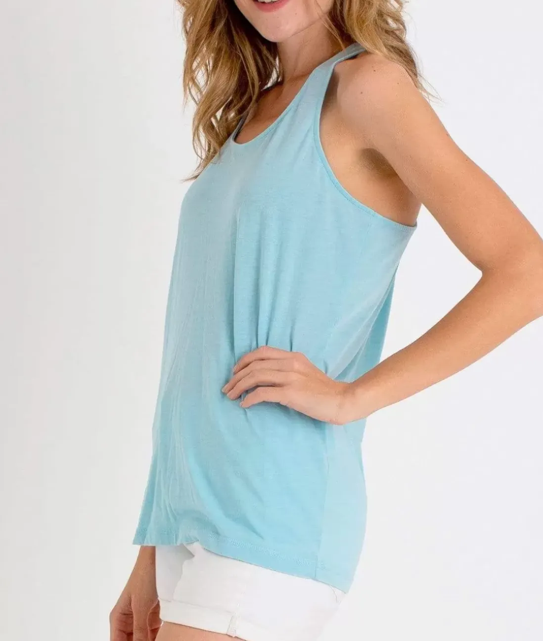 Women Nayked Apparel T-Shirts>Ladies Ridiculously Soft Knotted Racerback Tank
