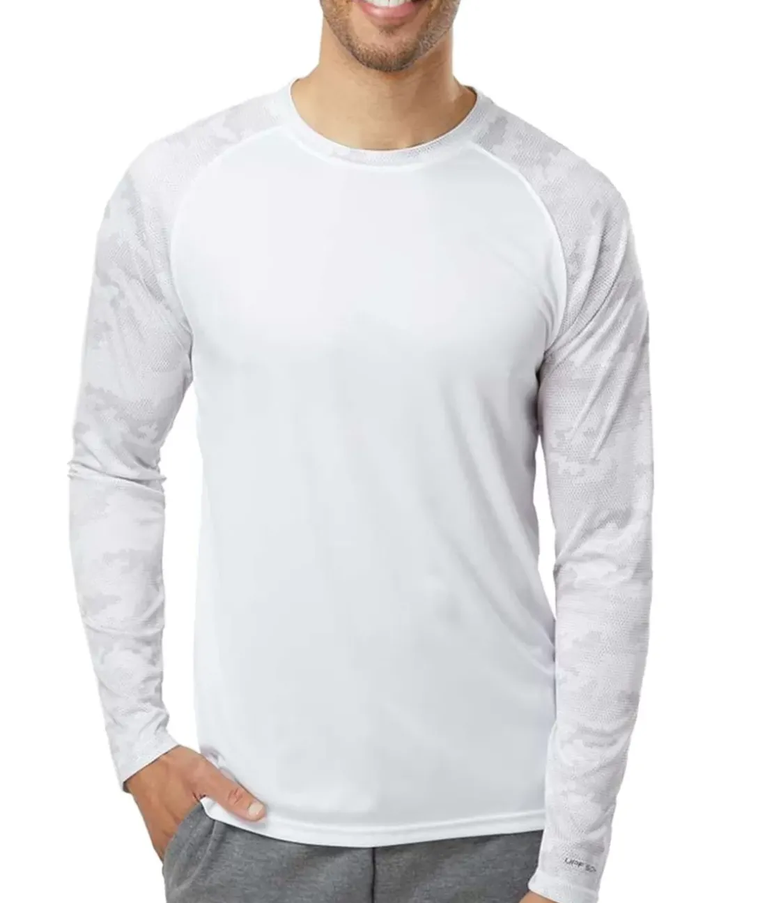 Men Nayked Apparel T-Shirts>Men'S Cayman Performance Upf Camo Colorblock Long Sleeve T-Shirt