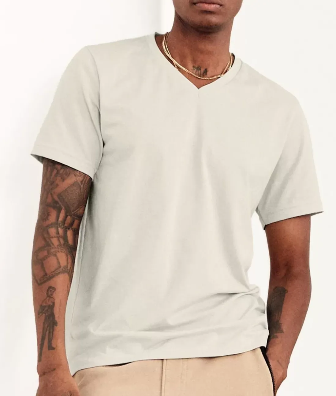 Men Nayked Apparel Shirts>Men'S Classic Cotton Short Sleeve V-Neck T-Shirt