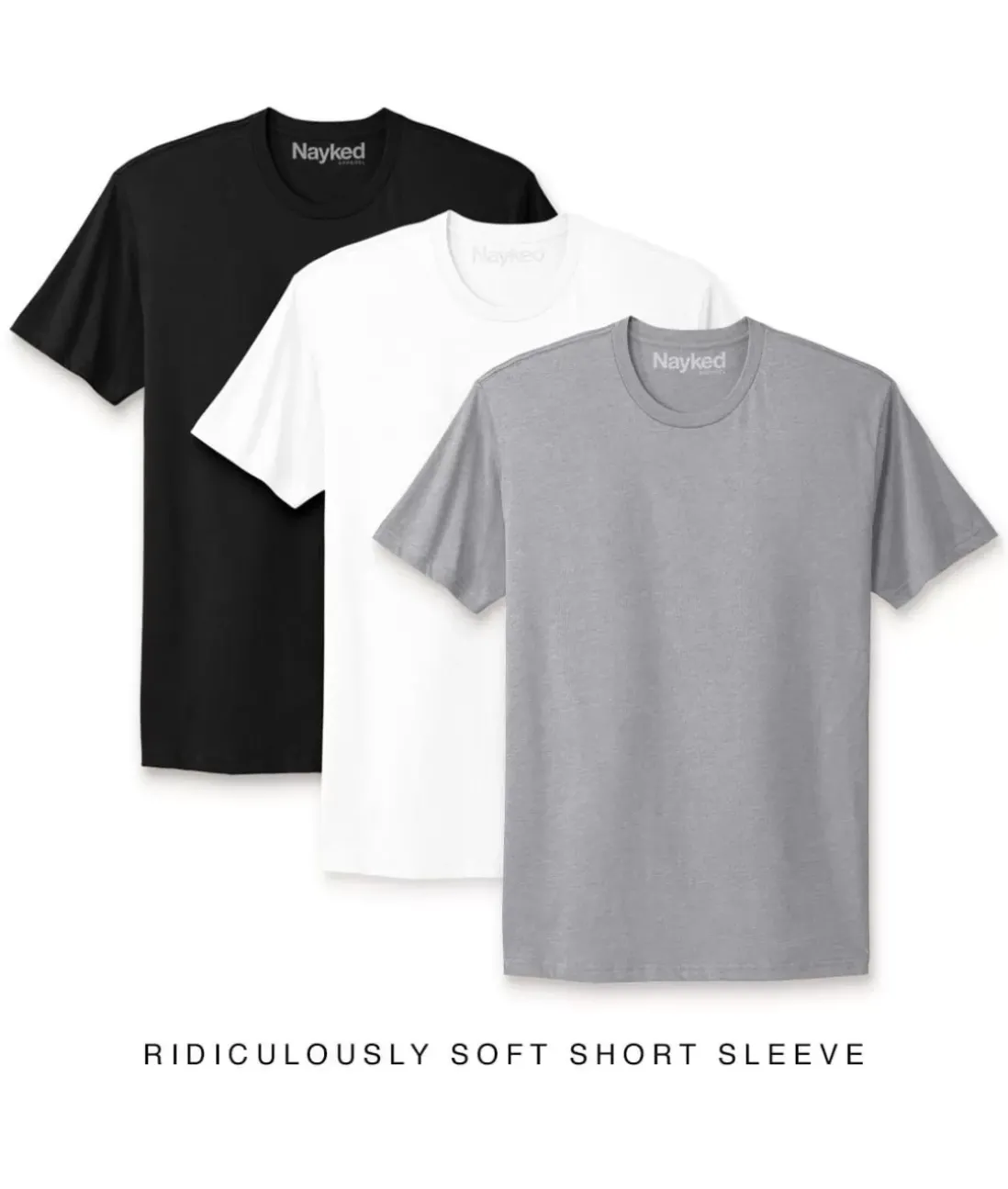 Men Nayked Apparel T-Shirts>Men'S 3Pk Ridiculously Soft Short Sleeve Crew Neck 100% Cotton T-Shirt Favorites