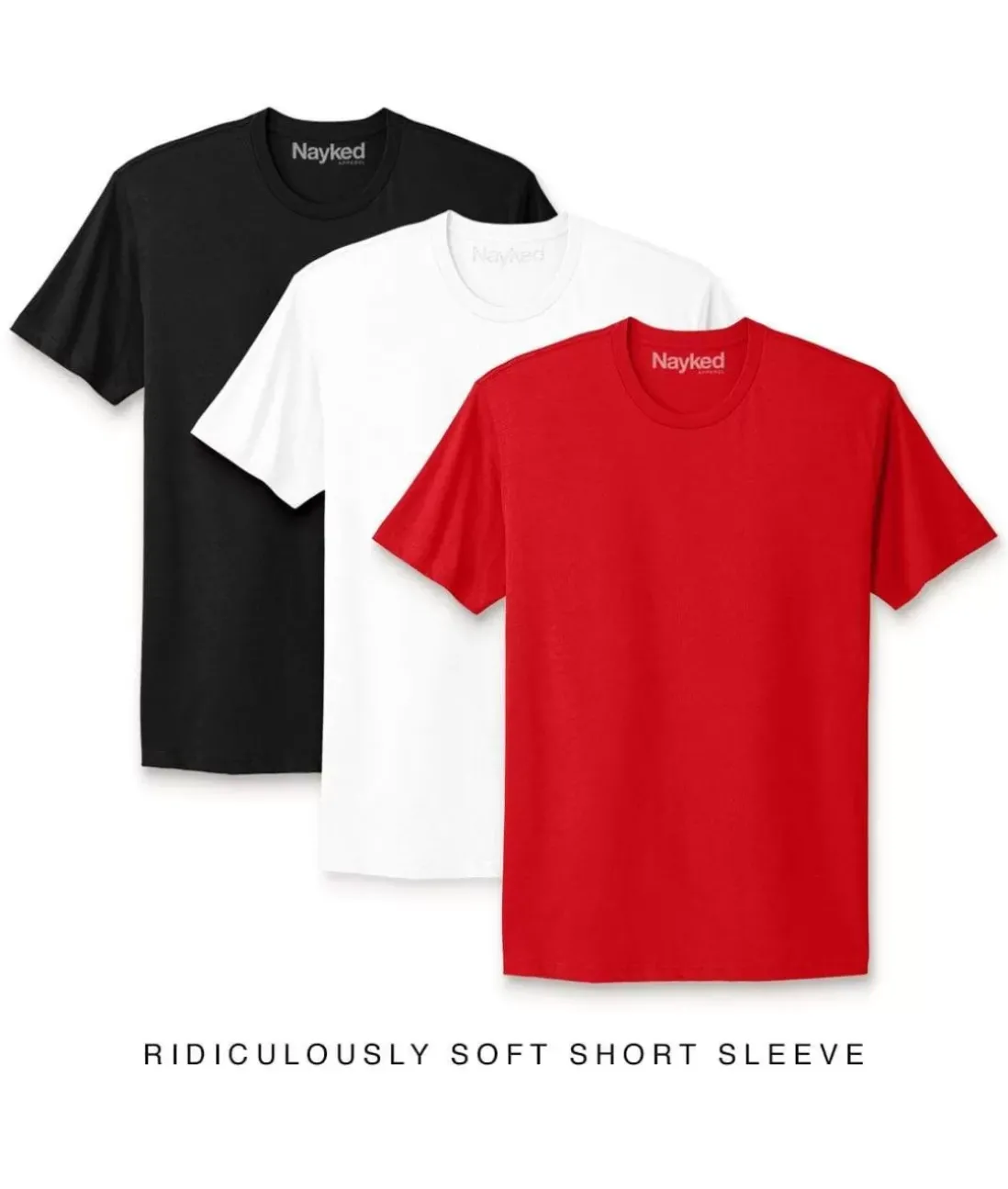 Men Nayked Apparel T-Shirts>Men'S 3Pk Ridiculously Soft Short Sleeve Crew Neck 100% Cotton T-Shirt Favorites