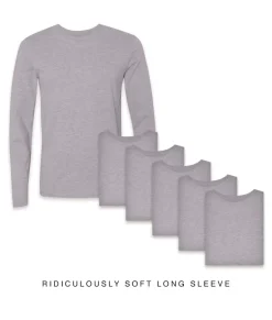 Men Nayked Apparel T-Shirts>Men'S 6Pk Ridiculously Soft Long Sleeve 100% Cotton T-Shirt
