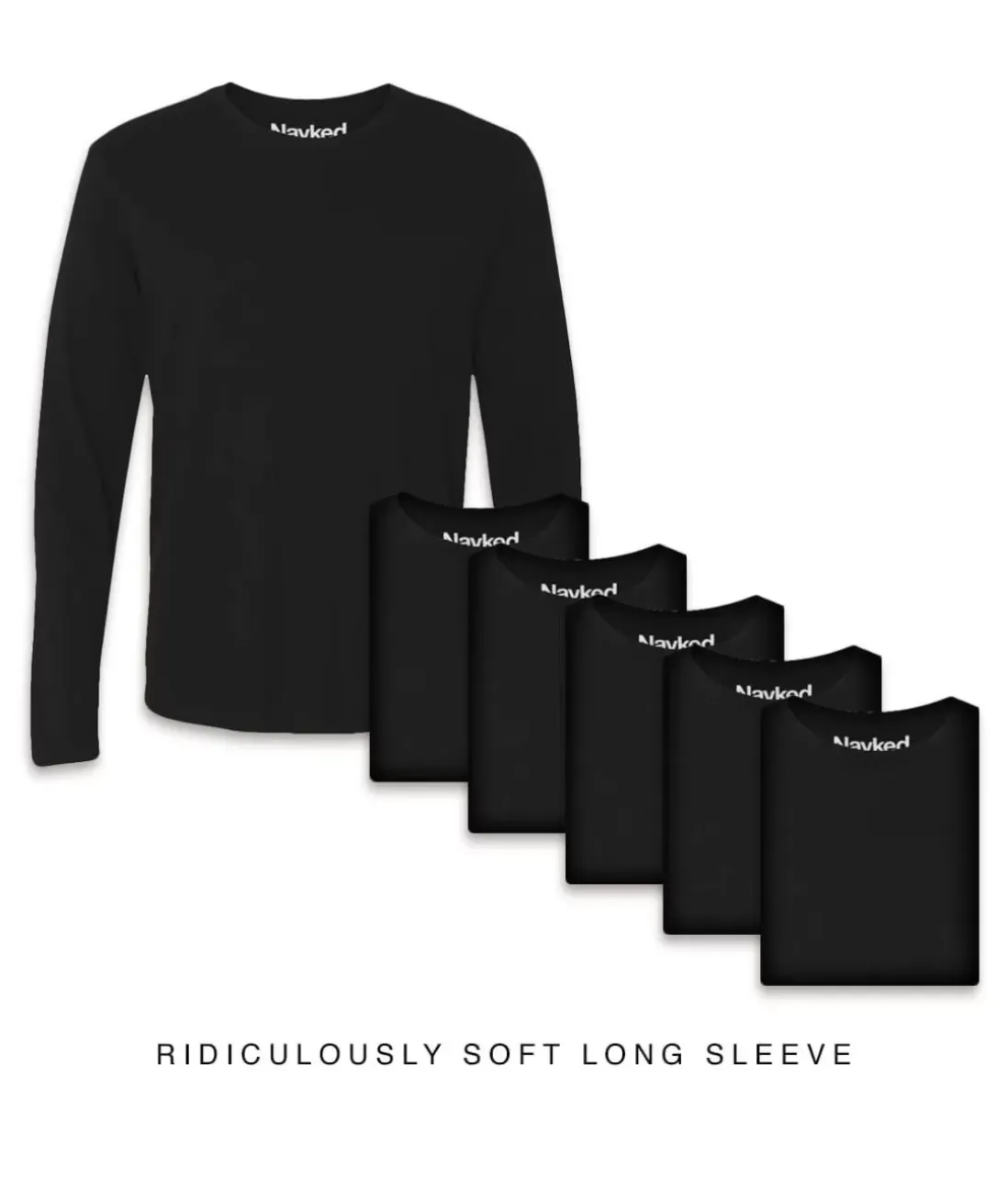 Men Nayked Apparel T-Shirts>Men'S 6Pk Ridiculously Soft Long Sleeve 100% Cotton T-Shirt
