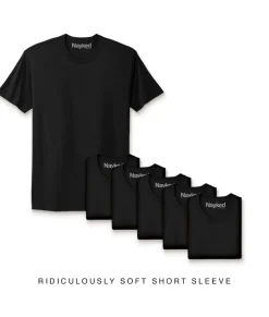 Men Nayked Apparel Shirts>Men'S 6Pk Ridiculously Soft Short Sleeve Crew Neck 100% Cotton T-Shirt