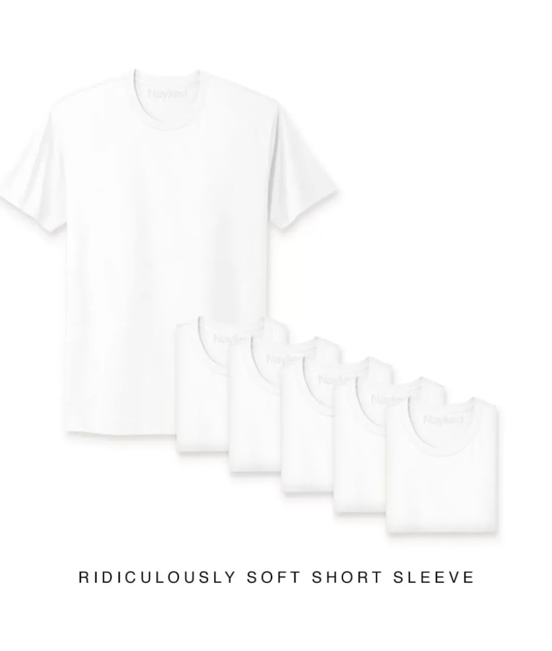 Men Nayked Apparel Shirts>Men'S 6Pk Ridiculously Soft Short Sleeve Crew Neck 100% Cotton T-Shirt