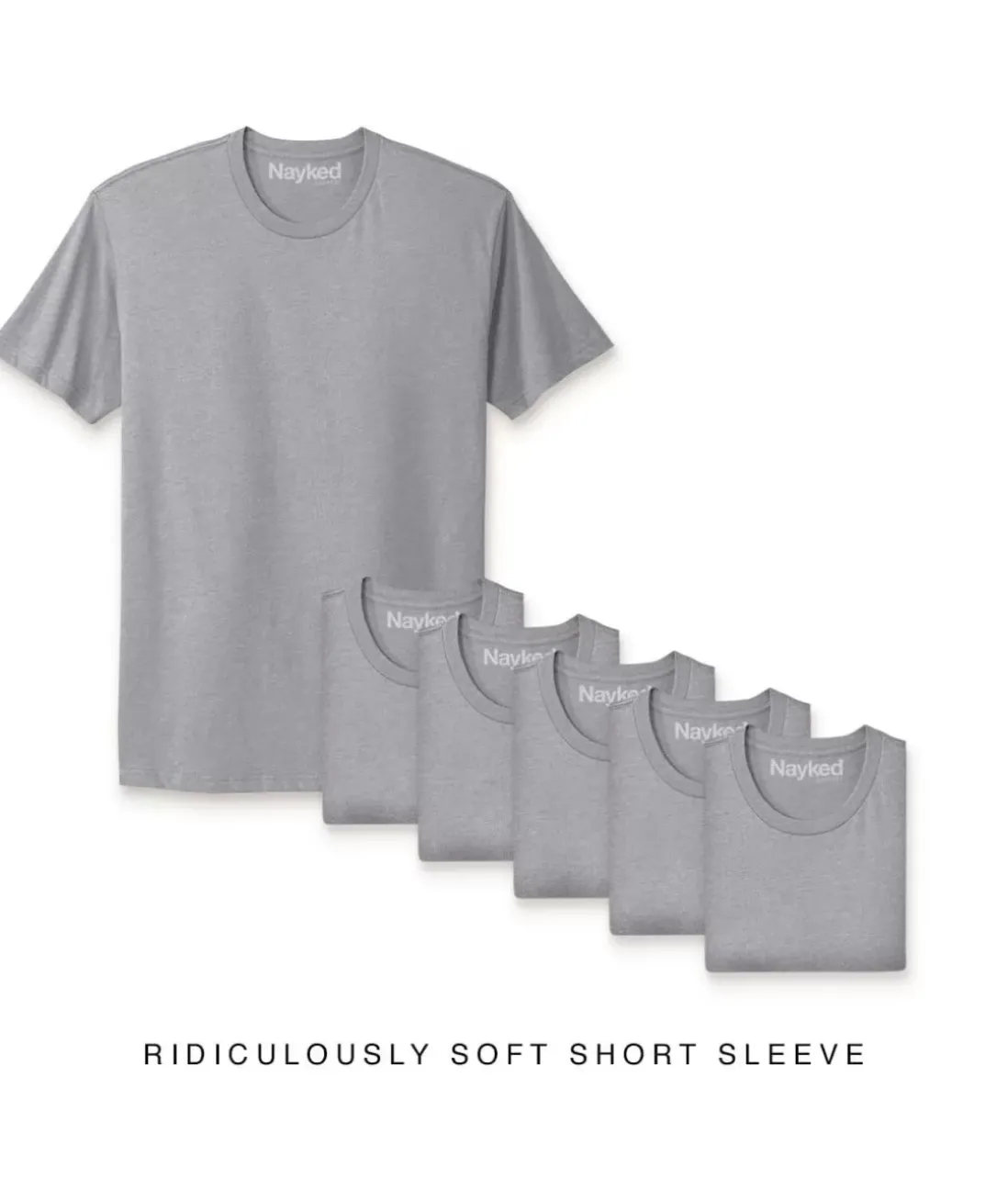 Men Nayked Apparel Shirts>Men'S 6Pk Ridiculously Soft Short Sleeve Crew Neck 100% Cotton T-Shirt