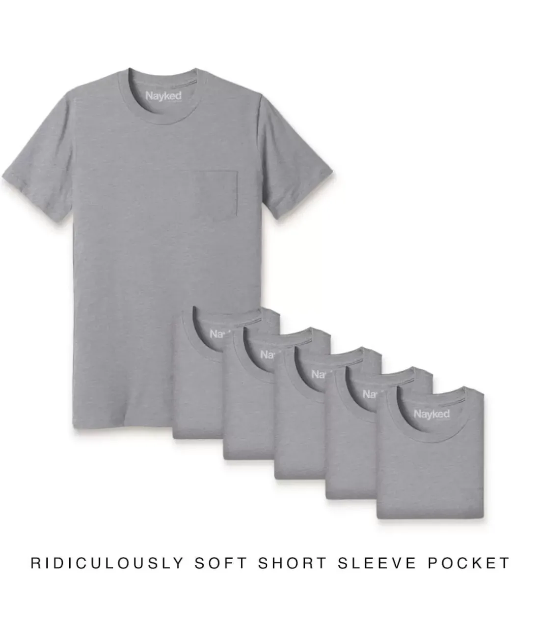 Men Nayked Apparel T-Shirts>Men'S 6Pk Ridiculously Soft 100% Cotton Pocket T-Shirt