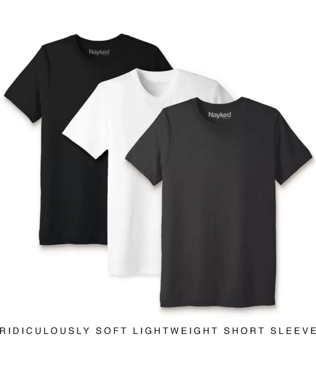 Men Nayked Apparel T-Shirts>Men'S 3Pk Ridiculously Soft Lightweight Crew Neck T-Shirt Favorites