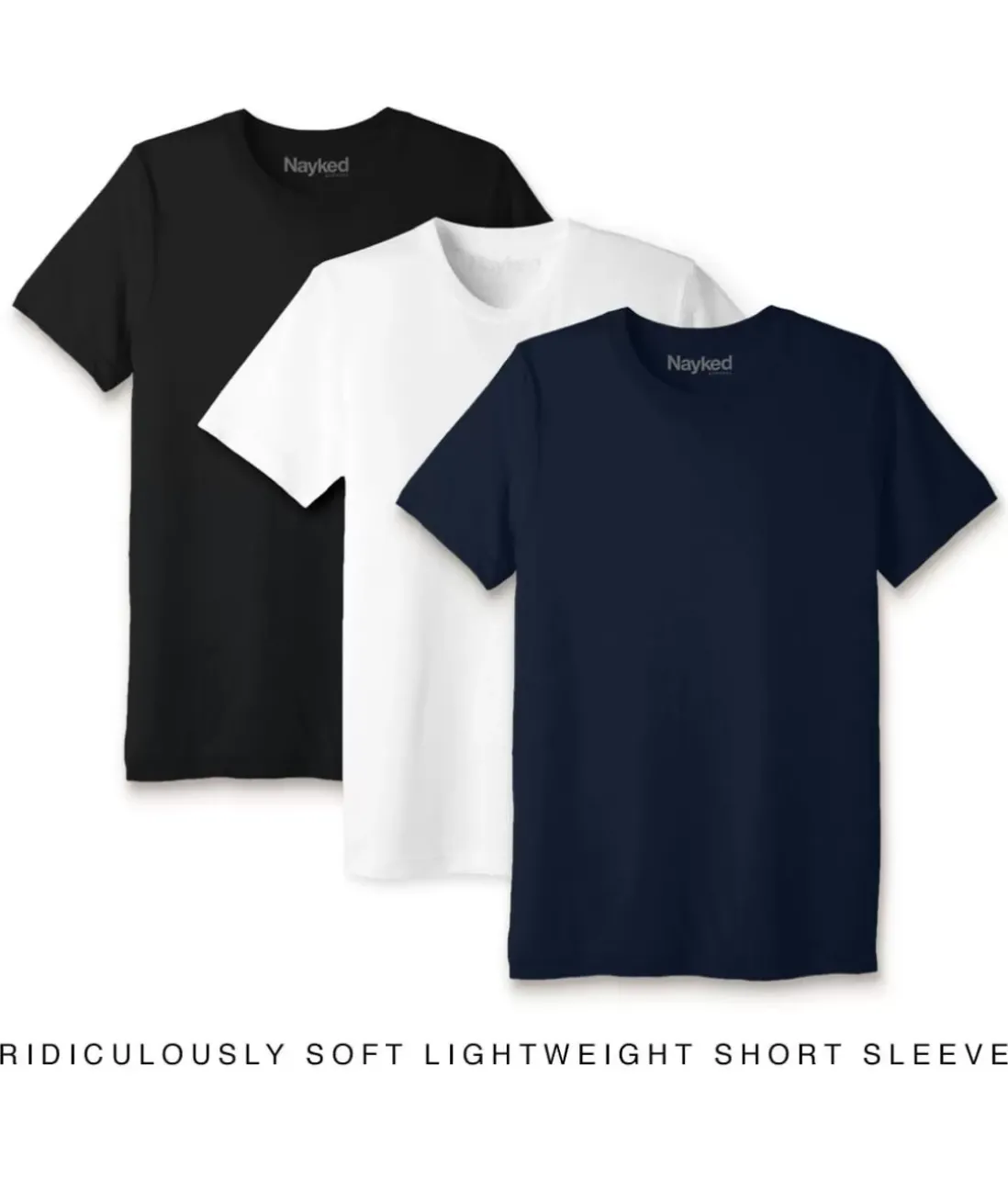 Men Nayked Apparel T-Shirts>Men'S 3Pk Ridiculously Soft Lightweight Crew Neck T-Shirt Favorites