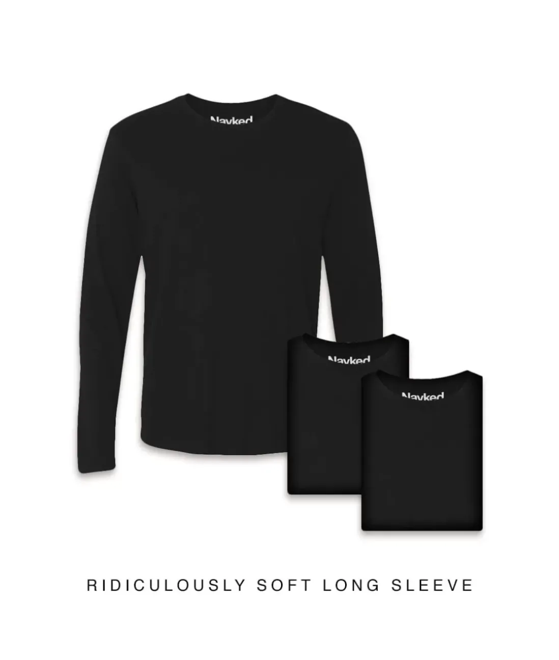 Men Nayked Apparel Shirts>Men'S 3Pk Ridiculously Soft Long Sleeve 100% Cotton T-Shirt