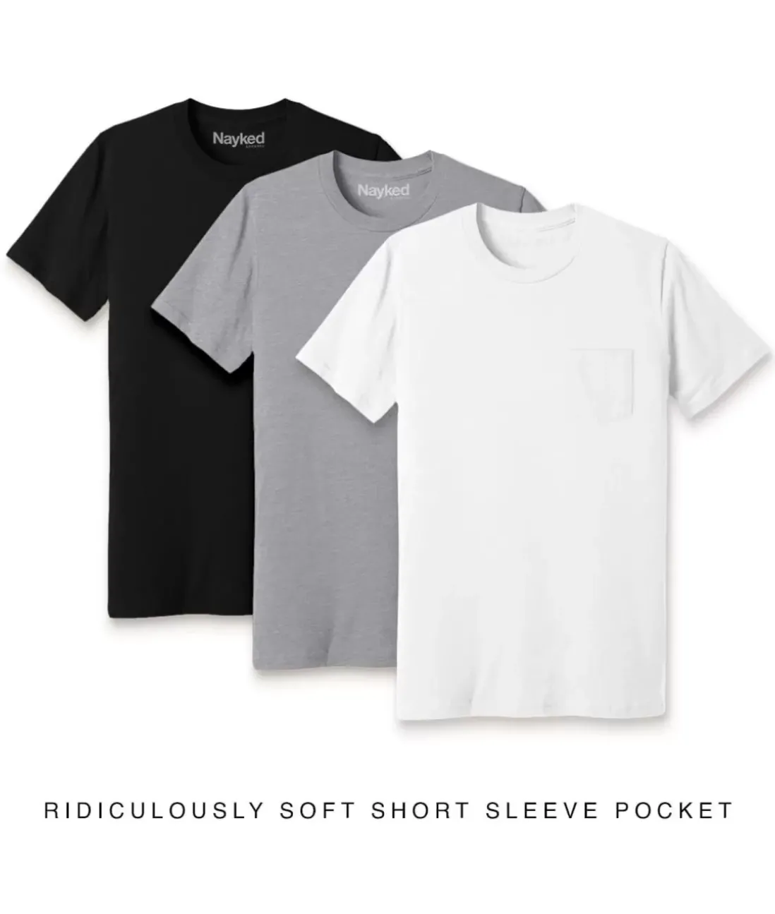 Men Nayked Apparel T-Shirts>Men'S 3Pk Ridiculously Soft 100% Cotton Pocket T-Shirt Favorites