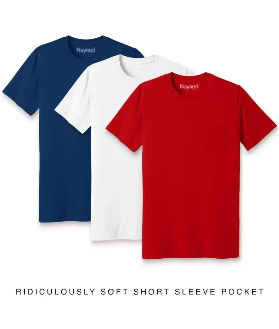 Men Nayked Apparel T-Shirts>Men'S 3Pk Ridiculously Soft 100% Cotton Pocket T-Shirt Favorites