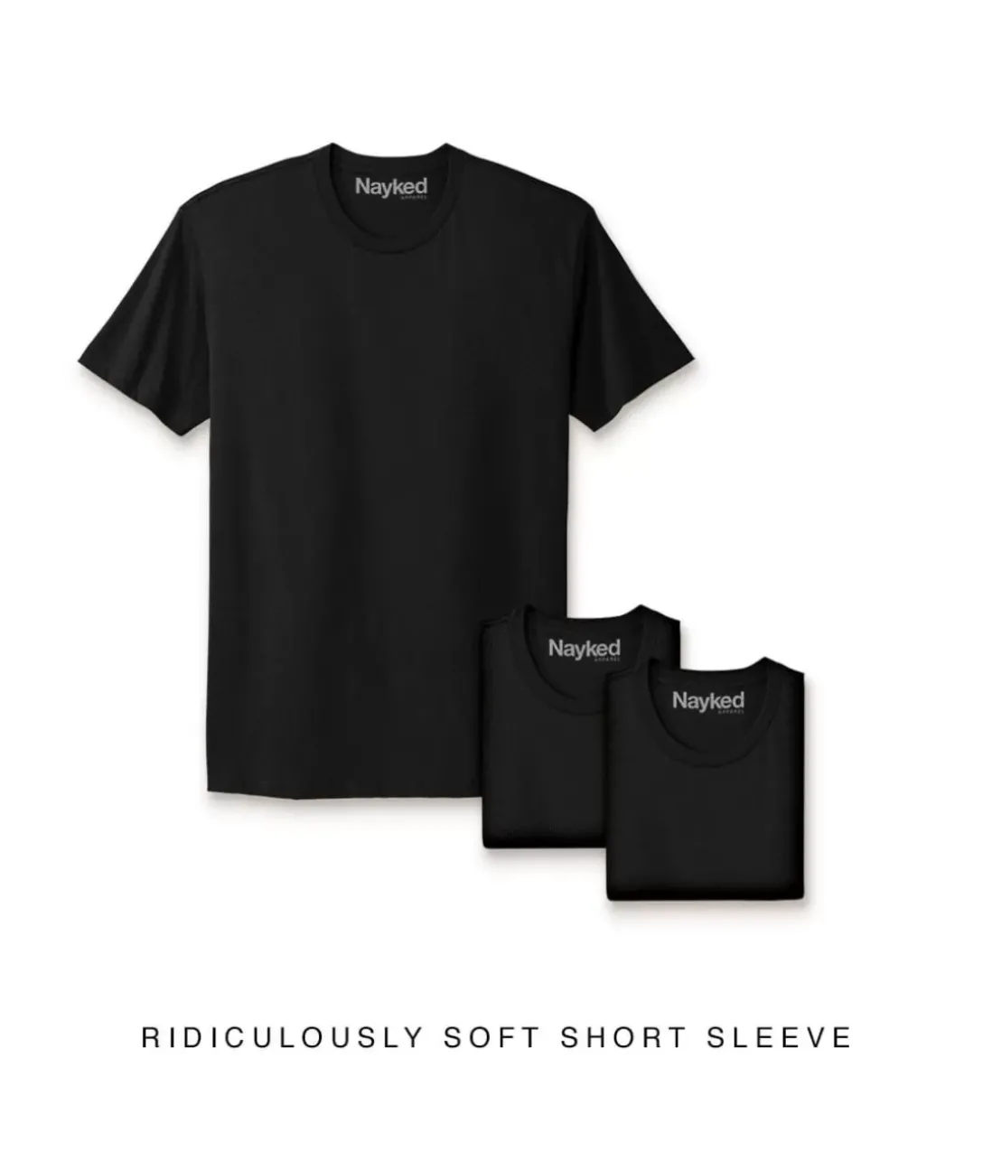Men Nayked Apparel Shirts>Men'S 3Pk Ridiculously Soft Short Sleeve Crew Neck 100% Cotton T-Shirt