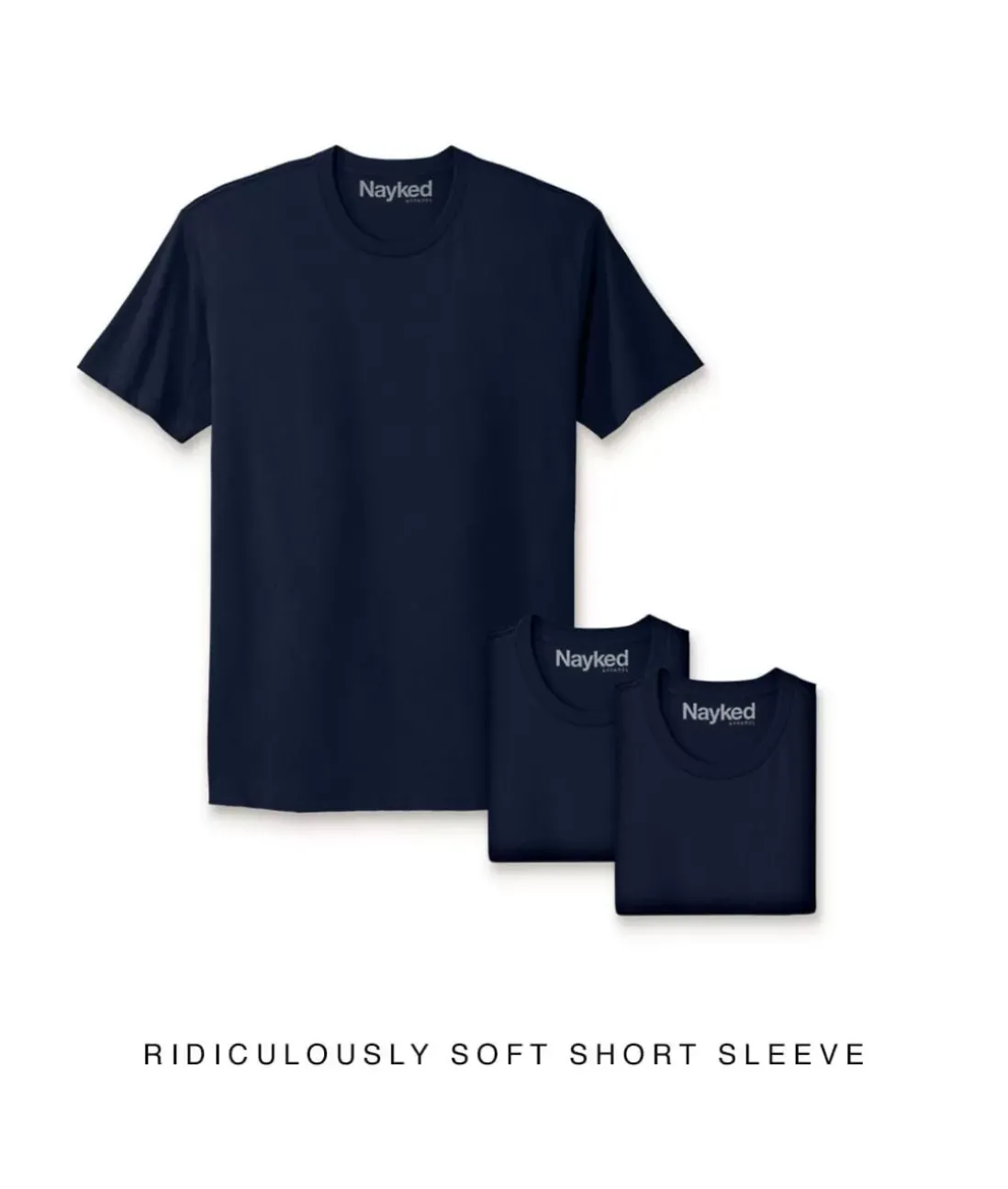 Men Nayked Apparel Shirts>Men'S 3Pk Ridiculously Soft Short Sleeve Crew Neck 100% Cotton T-Shirt