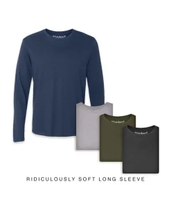 Men Nayked Apparel Shirts>Men'S 4Pk Ridiculously Soft Long Sleeve 100% Cotton T-Shirt