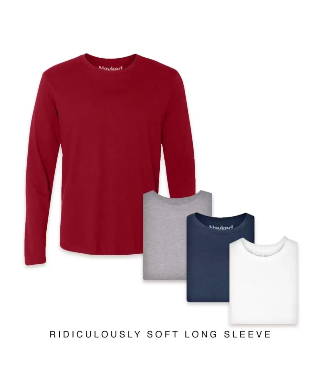 Men Nayked Apparel Shirts>Men'S 4Pk Ridiculously Soft Long Sleeve 100% Cotton T-Shirt
