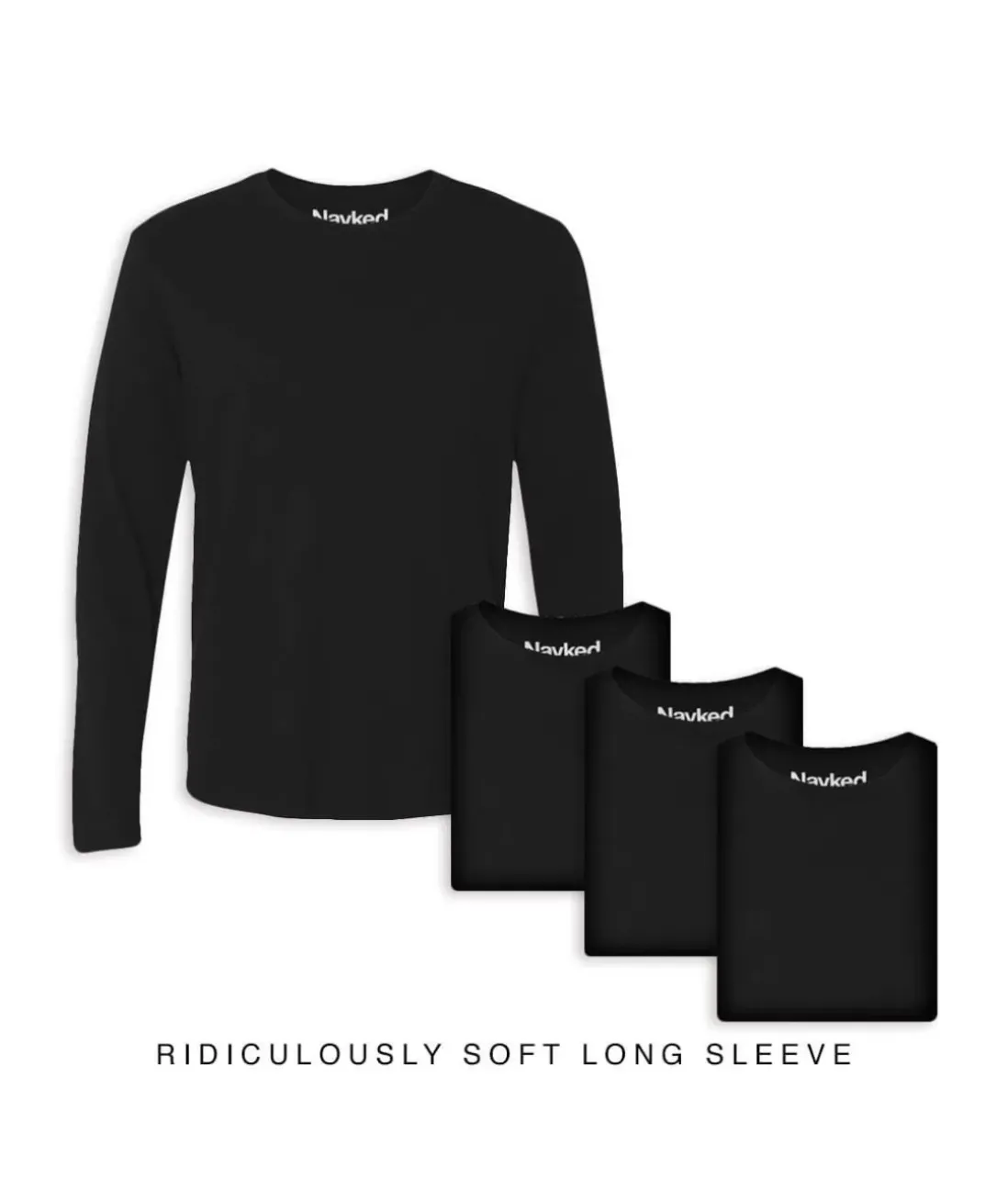 Men Nayked Apparel Shirts>Men'S 4Pk Ridiculously Soft Long Sleeve 100% Cotton T-Shirt