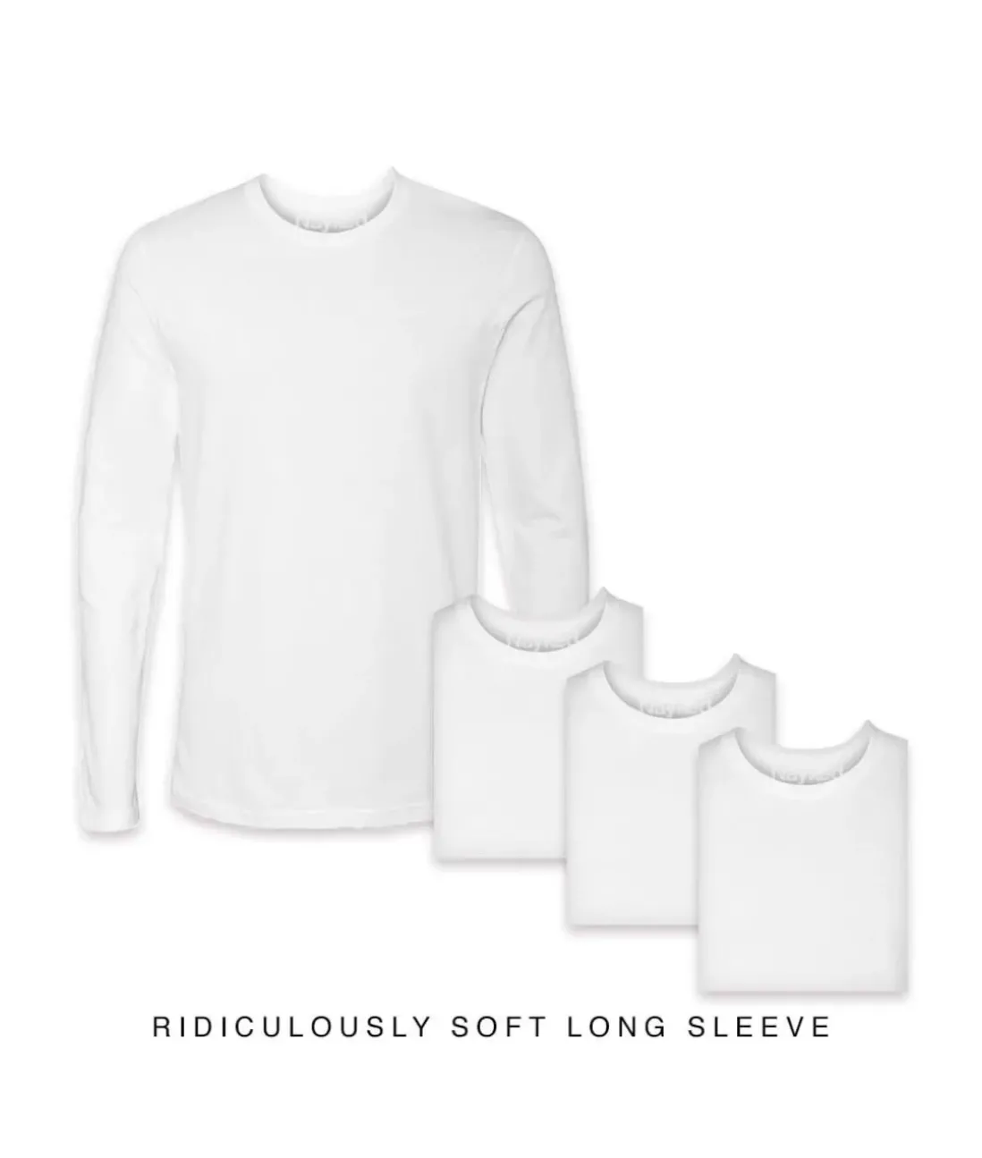 Men Nayked Apparel Shirts>Men'S 4Pk Ridiculously Soft Long Sleeve 100% Cotton T-Shirt
