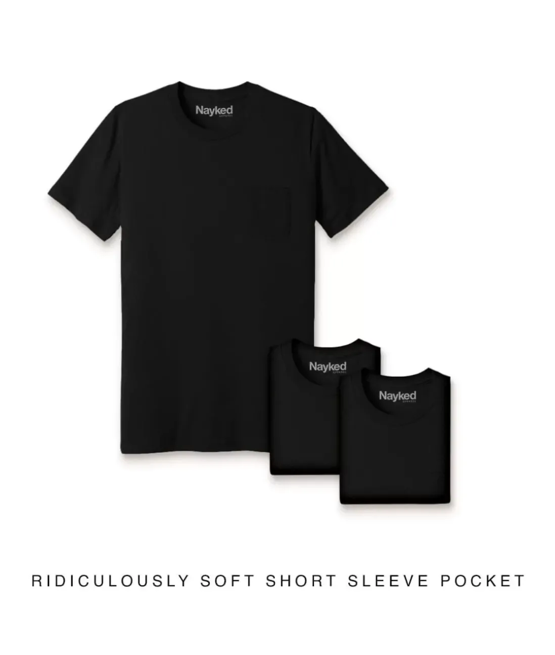Men Nayked Apparel T-Shirts>Men'S 3Pk Ridiculously Soft 100% Cotton Pocket T-Shirt