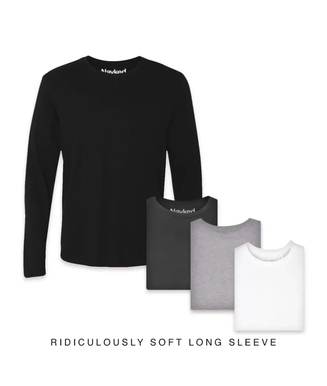 Men Nayked Apparel T-Shirts>Men'S 4Pk Ridiculously Soft Long Sleeve 100% Cotton T-Shirt