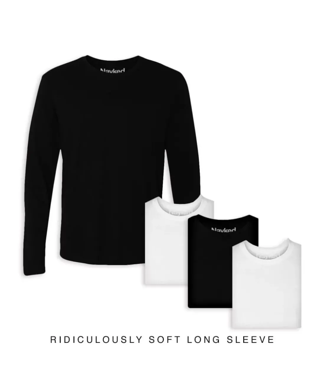 Men Nayked Apparel T-Shirts>Men'S 4Pk Ridiculously Soft Long Sleeve 100% Cotton T-Shirt
