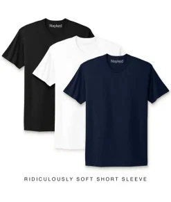 Men Nayked Apparel Shirts>Men'S 3Pk Ridiculously Soft Short Sleeve Crew Neck 100% Cotton T-Shirt Favorites