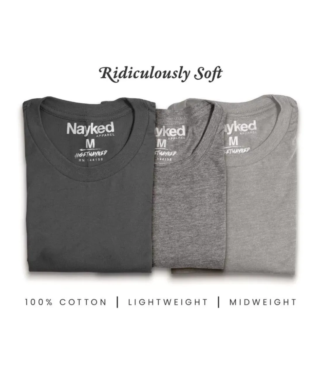 Men Nayked Apparel T-Shirt Packs>Men'S 3Pk Tri-Nayked Short Sleeve Crew Neck T-Shirts