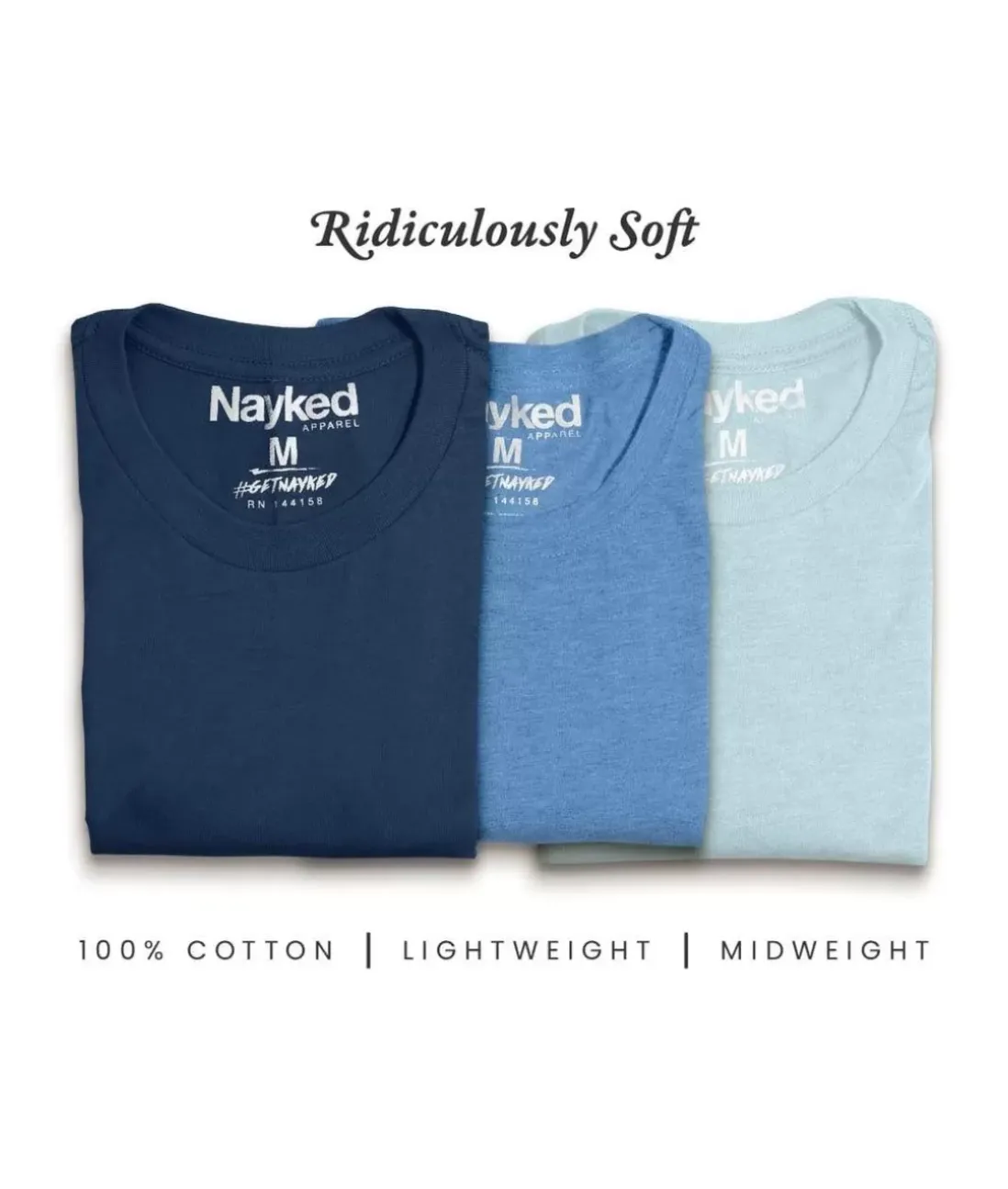 Men Nayked Apparel T-Shirt Packs>Men'S 3Pk Tri-Nayked Short Sleeve Crew Neck T-Shirts