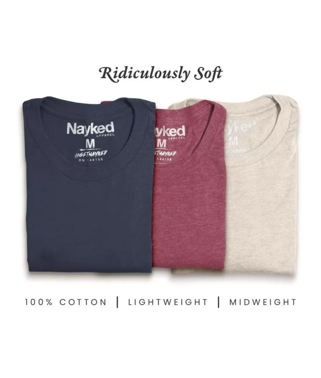 Men Nayked Apparel T-Shirt Packs>Men'S 3Pk Tri-Nayked Short Sleeve Crew Neck T-Shirts