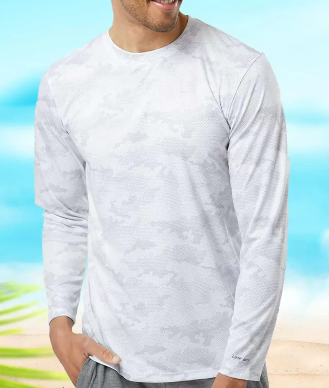 Men Nayked Apparel Shirts>Men'S Pompano Performance Upf Camo Long Sleeve T-Shirt