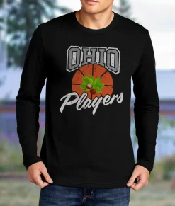 Men Nayked Apparel T-Shirts>Men'S Ridiculously Soft 100% Cotton Long Sleeve Graphic Tee | Ohio Players (Buckeye Leaf)