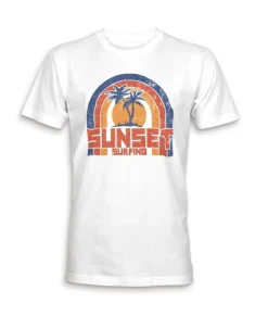 Men Nayked Apparel Shirts>Men'S Ridiculously Soft 100% Cotton Graphic Tee | Sunset Surfing