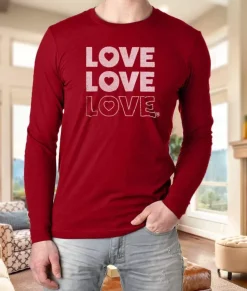Men Nayked Apparel Shirts>Men'S Ridiculously Soft Cotton Long Sleeve Graphic Tee | Love Love Love
