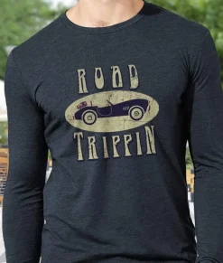 Men Nayked Apparel Shirts>Men'S Ridiculously Soft Lightweight Long Sleeve Graphic Tee | Road Trippin