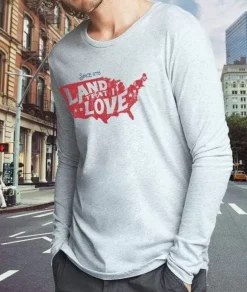 Men Nayked Apparel Shirts>Men'S Ridiculously Soft Lightweight Long Sleeve Graphic Tee | Land That I Love