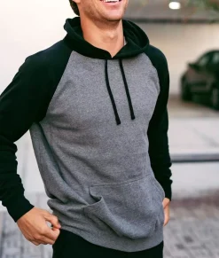 Men Nayked Apparel Shirts>Men'S Ridiculously Soft Midweight Raglan Colorblocked Hooded Sweatshirt