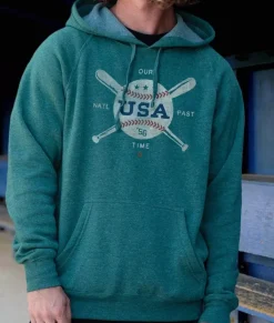 Men Nayked Apparel Hoodies & Sweatshirts>Men'S Ridiculously Soft Midweight Raglan Hooded Sweatshirt | Vintage Baseball Graphic