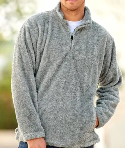Men Nayked Apparel Outerwear>Men'S Ridiculously Soft Shag Sherpa Quarter-Zip Pullover