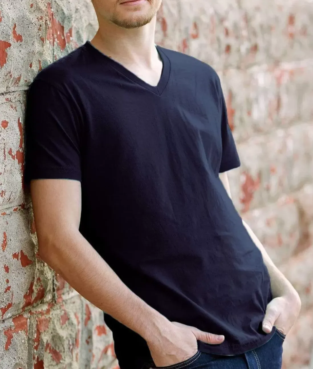 Men Nayked Apparel T-Shirts>Men'S Ridiculously Soft Short Sleeve V-Neck 100% Cotton Shirt