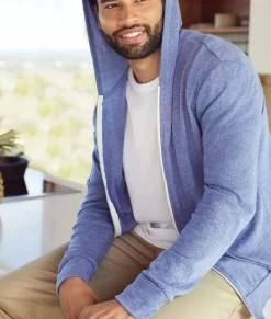 Men Nayked Apparel Outerwear>Men'S Ridiculously Soft Vintage Recycled Full-Zip Hooded T-Shirt