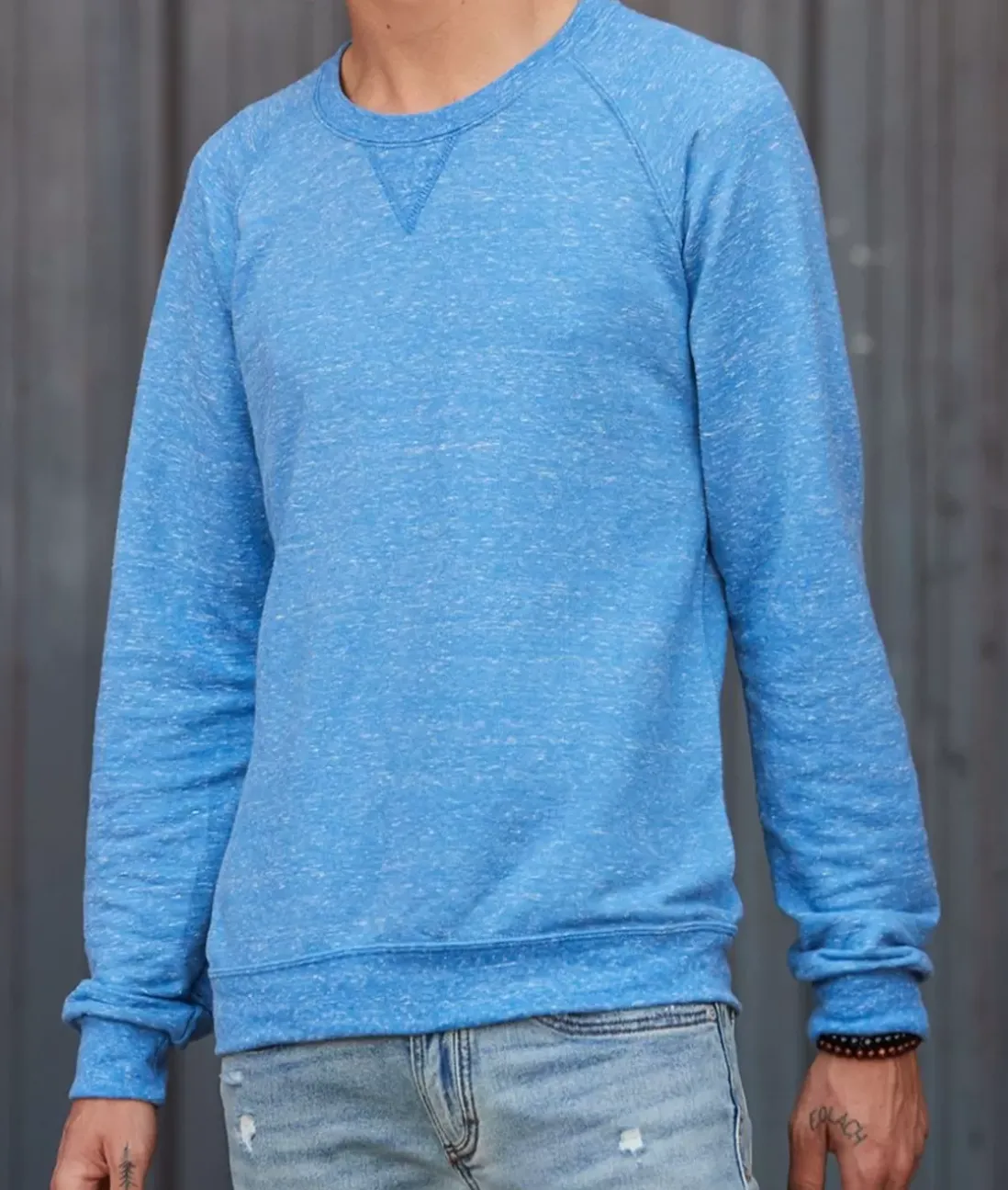 Men Nayked Apparel Hoodies & Sweatshirts>Men'S Soft Snow Heather French Terry Raglan Pullover Sweatshirt