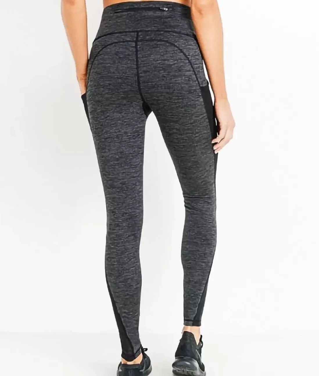 Women Nayked Apparel Bottoms Skirts & Dresses>Real Women'S Plus High-Waist Splice Mesh Pocket Full Leggings/Discontinued