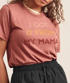 Women Nayked Apparel Tops>Ridiculously Soft Heather Sueded Graphic Tee | I Got It From My Mama
