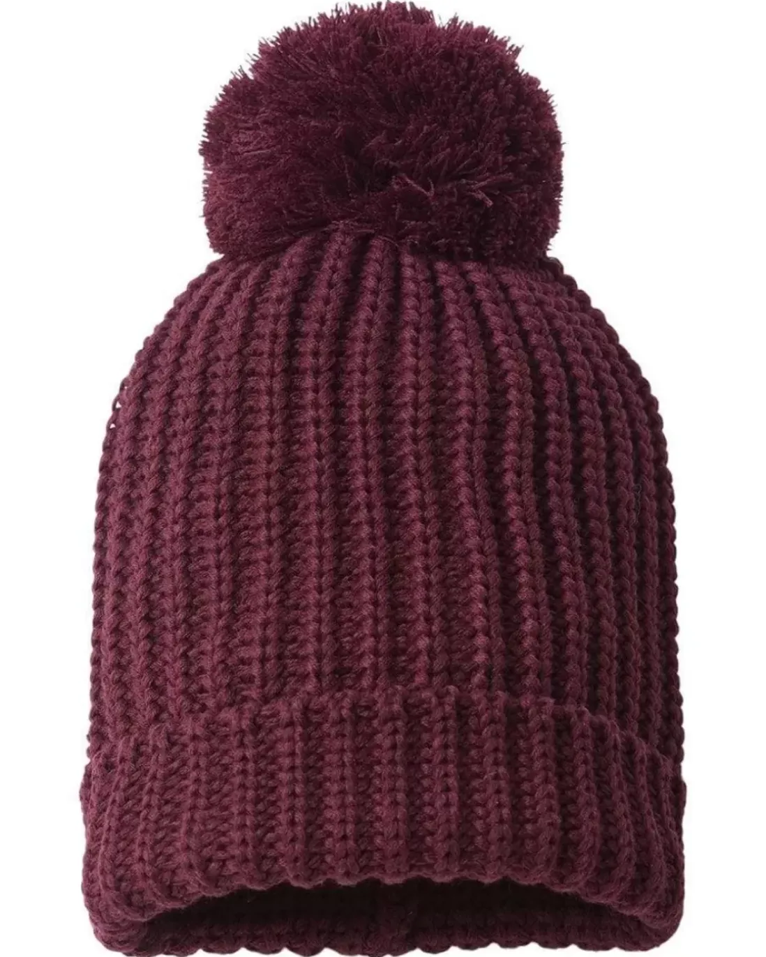 Women Nayked Apparel Accessories>Soft Chunky Knit Two-Tone Hat With Pom Pom And Solid Color Beanie With Pom Pom And Cuff