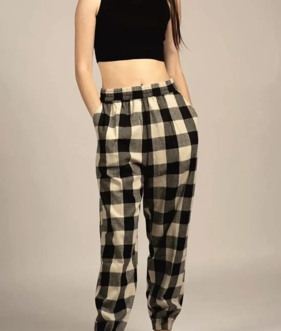 Women Nayked Apparel Bottoms Skirts & Dresses>Soft Unisex Flannel Jogger With Pockets